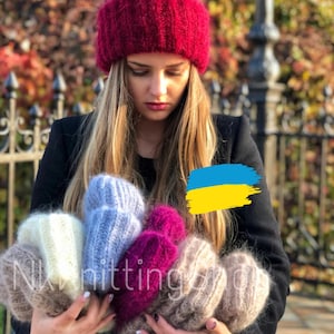 Cappello in mohair, cappello fatto a mano, cappello in maglia spessa, cappello da donna, cappello invernale caldo, regalo per lei, cappello in maglia spessa, berretto da donna, accessori invernali, cappelli