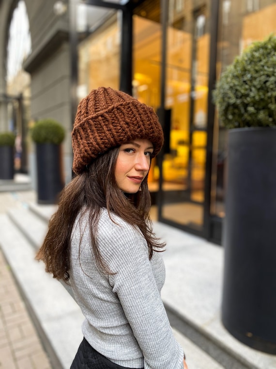 Brown Chunky Hat, Bulky Yarn Hat, Women Hat, Winter Hat  display picture 3