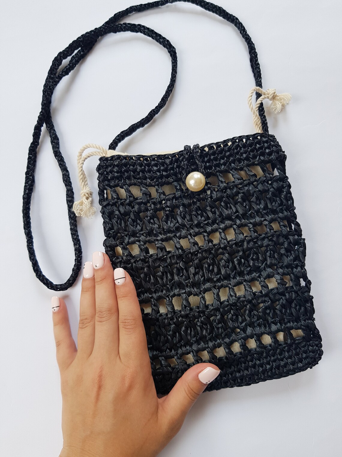 Ecofriendly bag Straw beach bag Crossbody phone bag Etsy