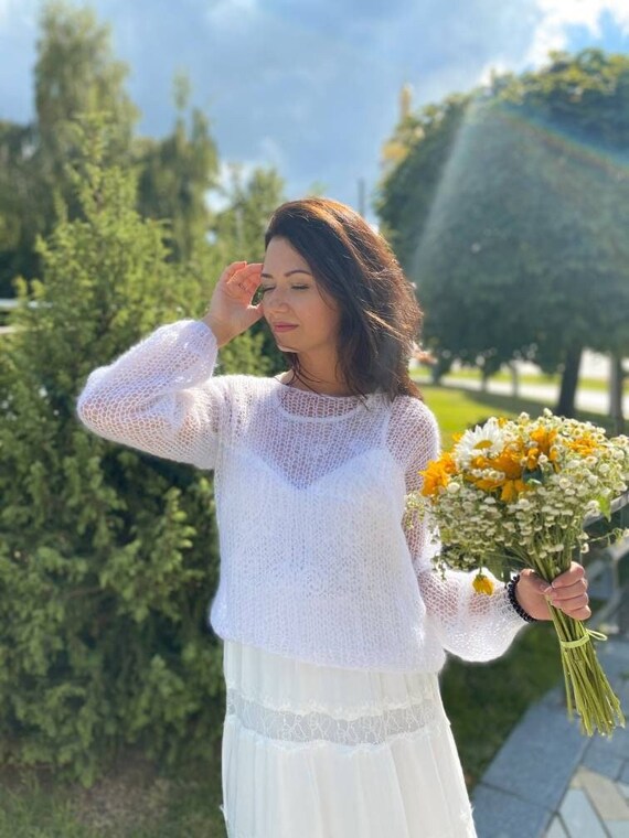 Wedding sweater, Bridal mohair sweater, Handknit sweater, Bridal sweater, Bridal mohair sweater, Summer sweater, Wedding mohair sweater