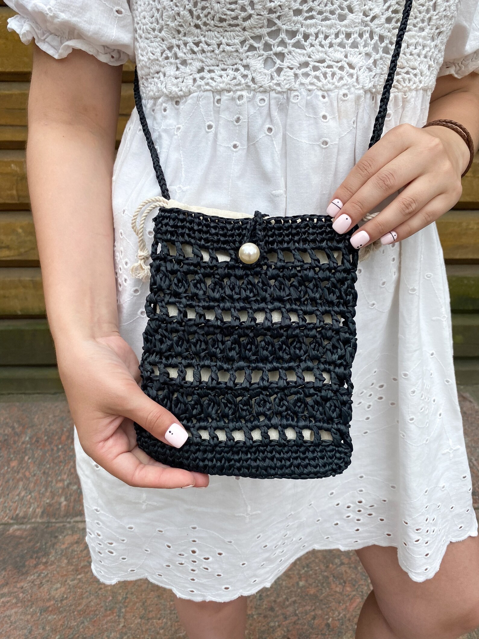 Ecofriendly bag Straw beach bag Crossbody phone bag Etsy
