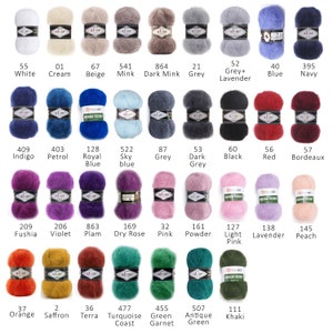Purple hat scarf set, Mohair hat, Fluffy hat, Luxury hat, Mohair scarf, Long scarf, Mohair beanie, Hat scarf mittens set, Handmade knit hat image 2