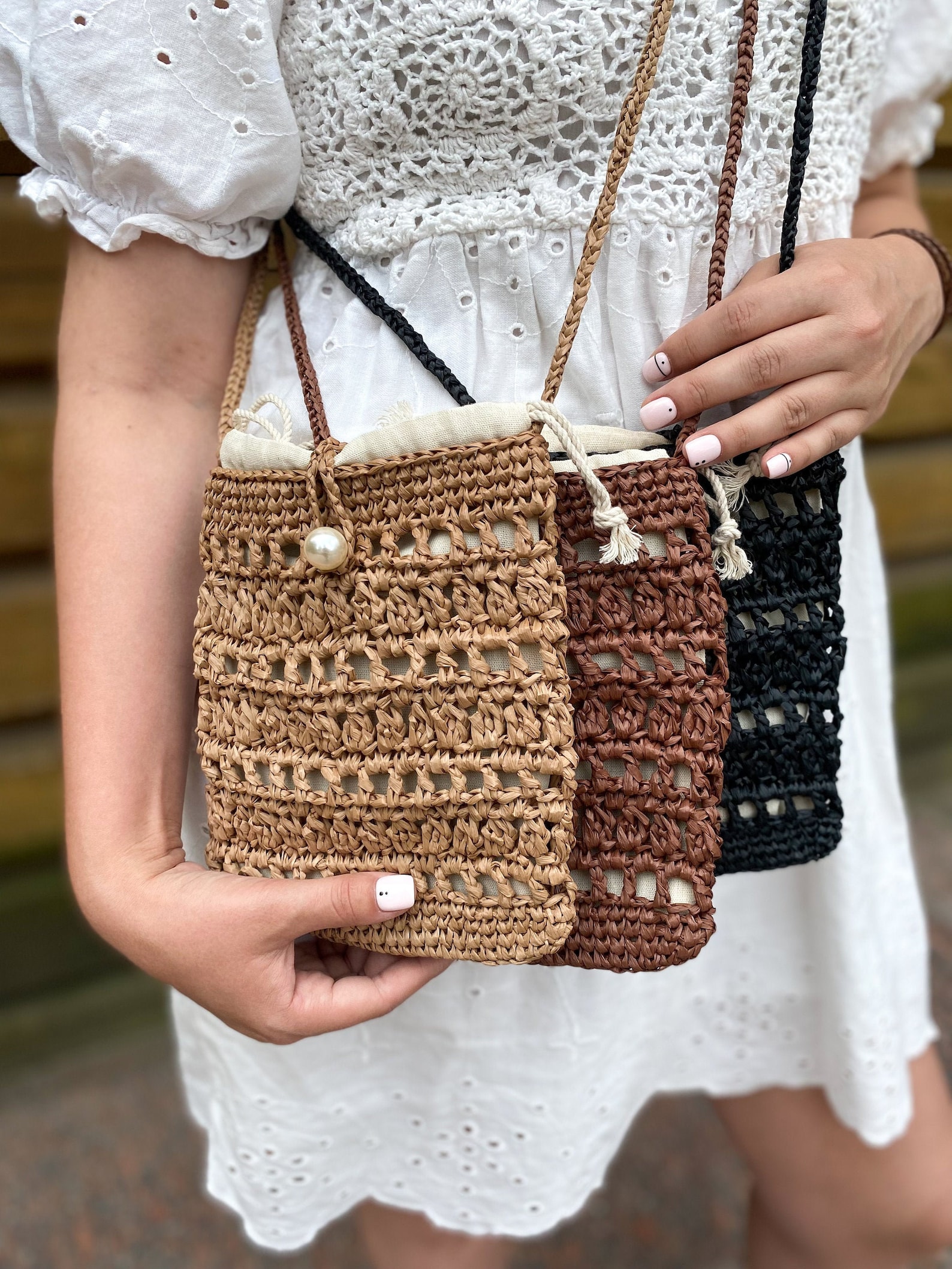 Ecofriendly bag Straw beach bag Crossbody phone bag Etsy