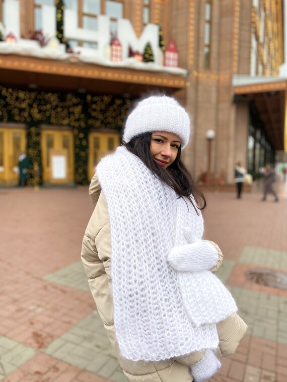 Fluffy hat and best sale scarf