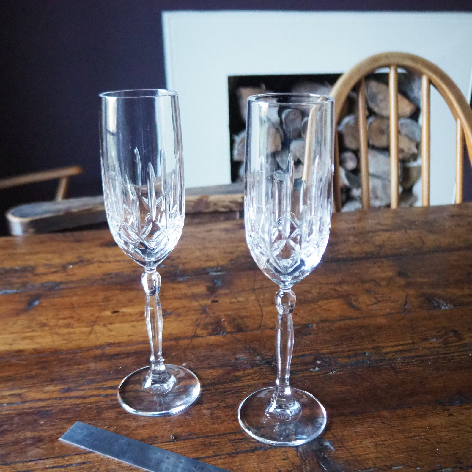 Vintage crystal champagne flutes Etsy