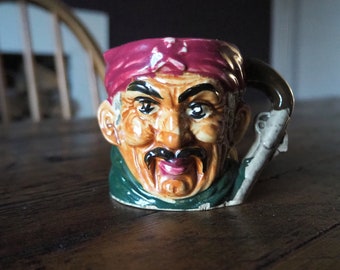 Vintage Suvesco Foreign Hand Painted Ceramic Pirate Jolly Roger Toby Jug