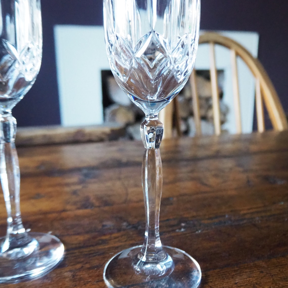 Vintage crystal champagne flutes Etsy