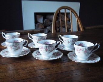 Vintage Royal Dover Fine bone china teacups and saucers