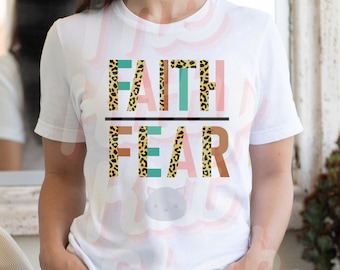 FAITH OVER FEAR Png Christian png files Jesus Sublimation leopard print letters