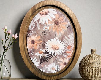 Wood Oval Floral Wall Decor Oval Framed Art