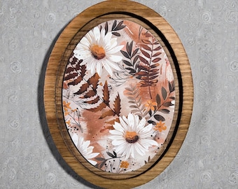 Oval Botanical Wood Wall Art Floral Wall Decor