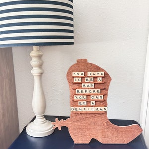 Wood Cowboy Boot Scrabble Message Board