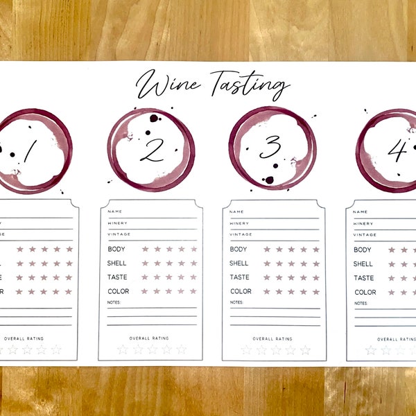 INSTANT DOWNLOAD | Wine Tasting Score Card | Wine Party | Wine flight | Wine Tasting Kit | Blind Wine Tasting Card| Wine  Placemat | Wine