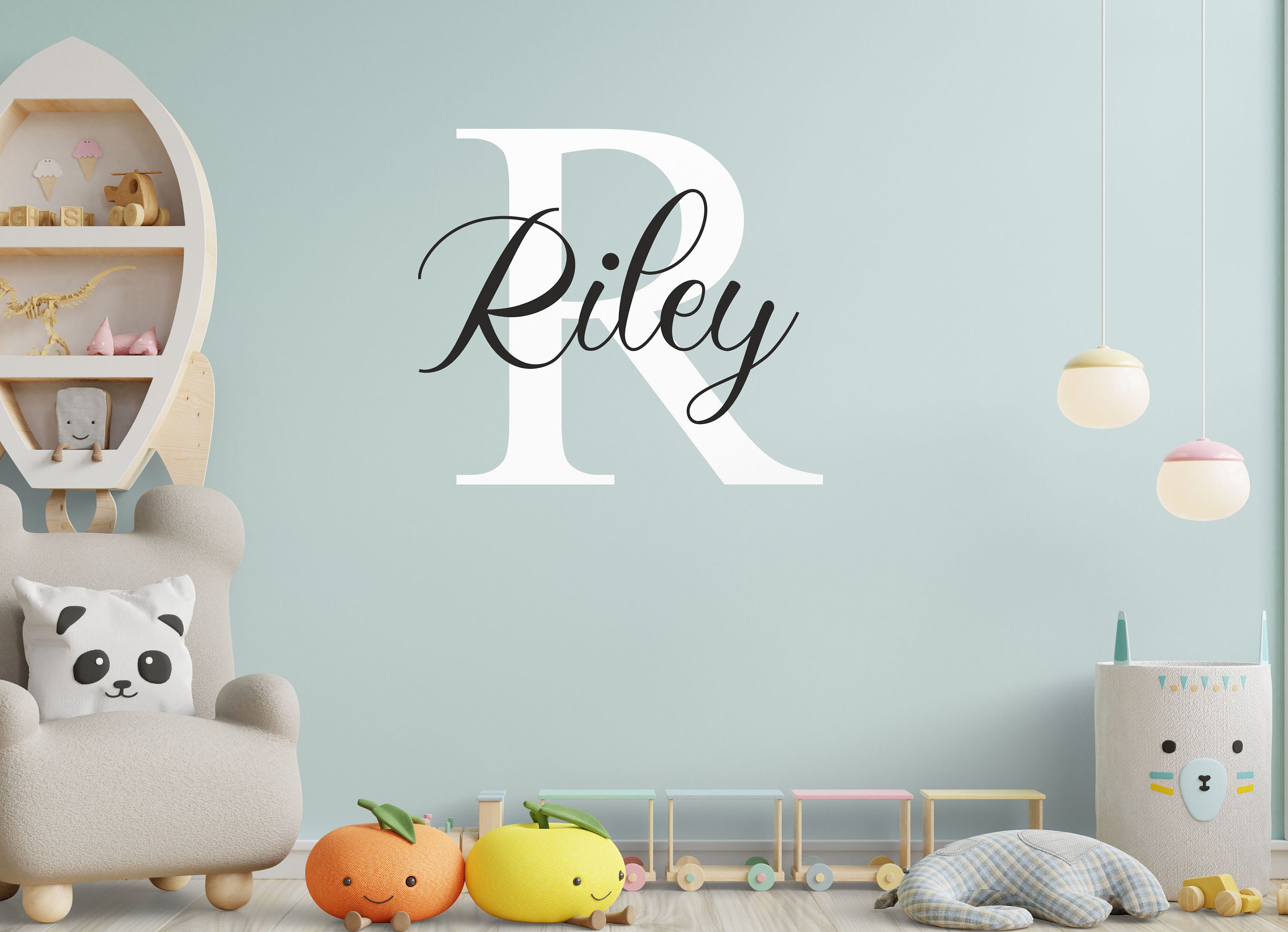 Initial Name Wall Sticker Personalised Decal Childrens Etsy