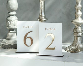 Wooden Table Numbers for Wedding | Rustic or Modern Reception Table Decor | Freestanding Engraved Number Signs