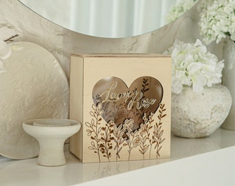 Boîte à cartes, boîte à cartes de mariage rustique, boîte à cartes personnalisée pour mariage, boîte en bois, décorations de mariage, boîte à mémoire personnalisée, boîte de mariage marron