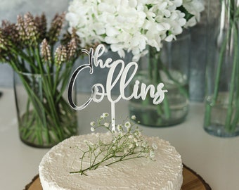 Custom Mr Mrs cake topper, Gold Cake topper for Wedding,Silver wedding cake topper,Personalized cake topper,Custom Last Names,Custom Wedding