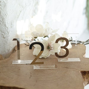 Wedding Table Numbers with Stands, 3D Table Numbers, Acrylic Table Numbers, Custom Wedding Reception Decor, Arched Shape Table Numbers