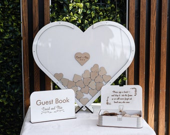 Wedding Guest Book, Rustic Wedding Decor, Wooden Guest Book, Guest Book Heart Form, Bridal Shower Game, Table Wedding Decor