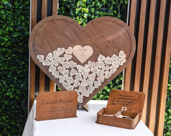 Wedding Guest Book, Rustic Wedding Decor, Wooden Guest Book, Guest Book Heart Form, Bridal Shower Game, Table Wedding Decor