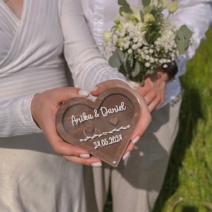 Custom Ring Box, Wedding ring box for ceremony, Wooden ring box, Hearth Ring Box, Rustic Wedding ring box, White ring box, Acrylic ring box