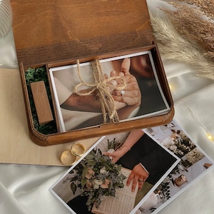 Personalized Photo Box with USB Slot, Custom Wooden 4x6 Print Box, Photographer Client Packaging, Wedding Memory Keepsake, Engraved Box