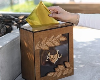 Card Box, Rustic Wedding Card Box, Personalized Card Box for Wedding, Wooden Box, Wedding Decorations, Custom Memory Box, Brown Wedding Box