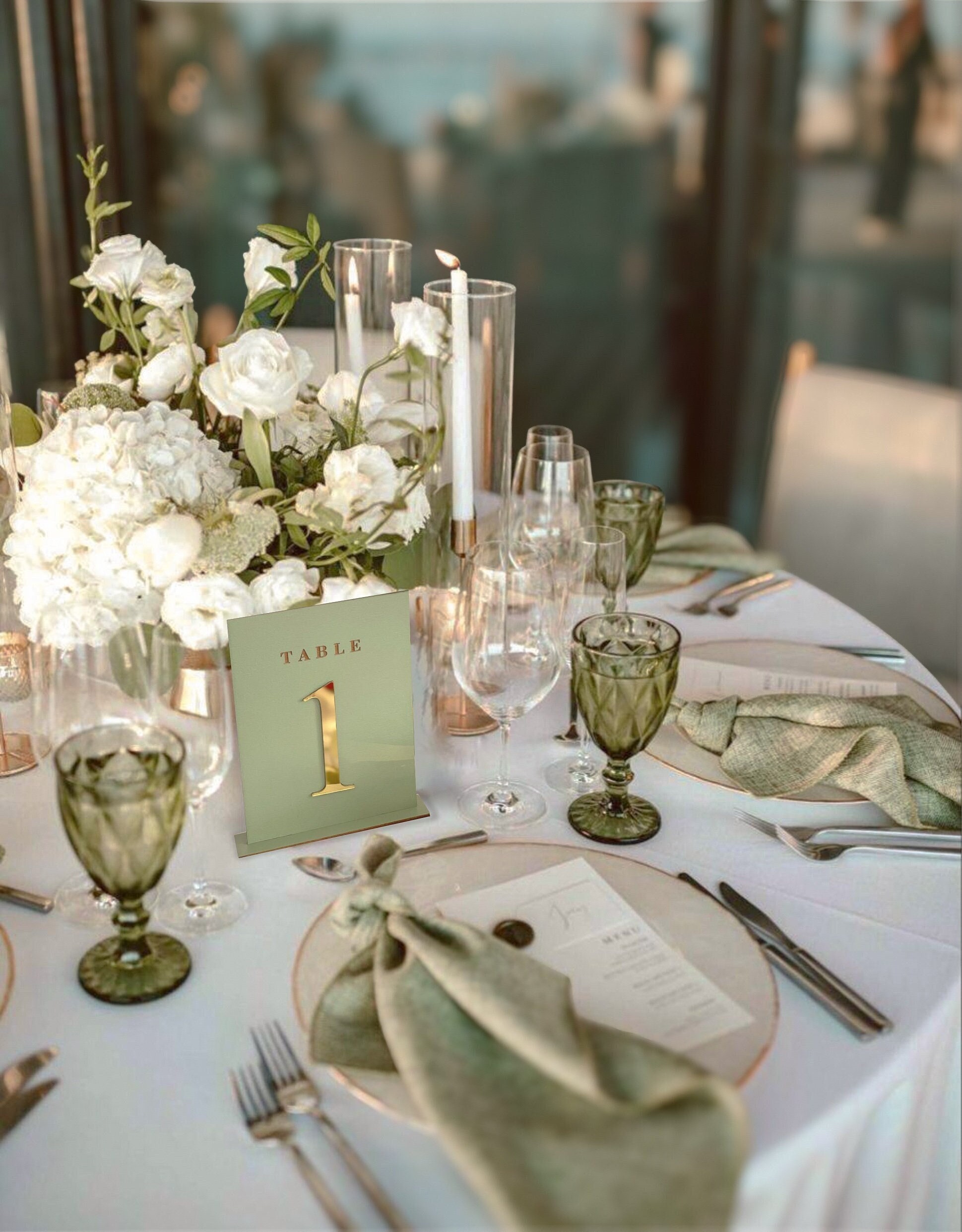 Sage Green Wedding Table Numbers