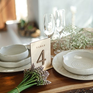Wooden Table Numbers for Wedding | Rustic or Modern Reception Table Decor | Freestanding Engraved Number Signs image 3