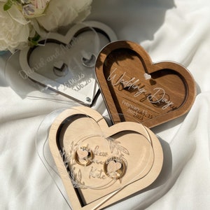 Scatola per anello personalizzata, scatola per anello personalizzata, scatola per anello in legno, scatola per anello Hearth, scatola rustica per anello nuziale, scatola per anello bianca, scatola per anello in acrilico