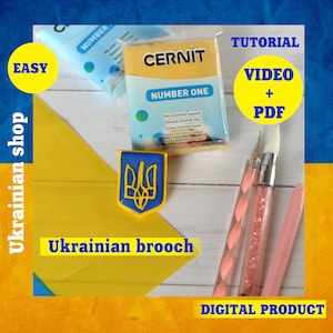Freedom for Ukraine We stand with Ukraine Ukraine shop Ukrainian seller Ukrainian art  Brooch Love pray Polymer clay art digital tutorial