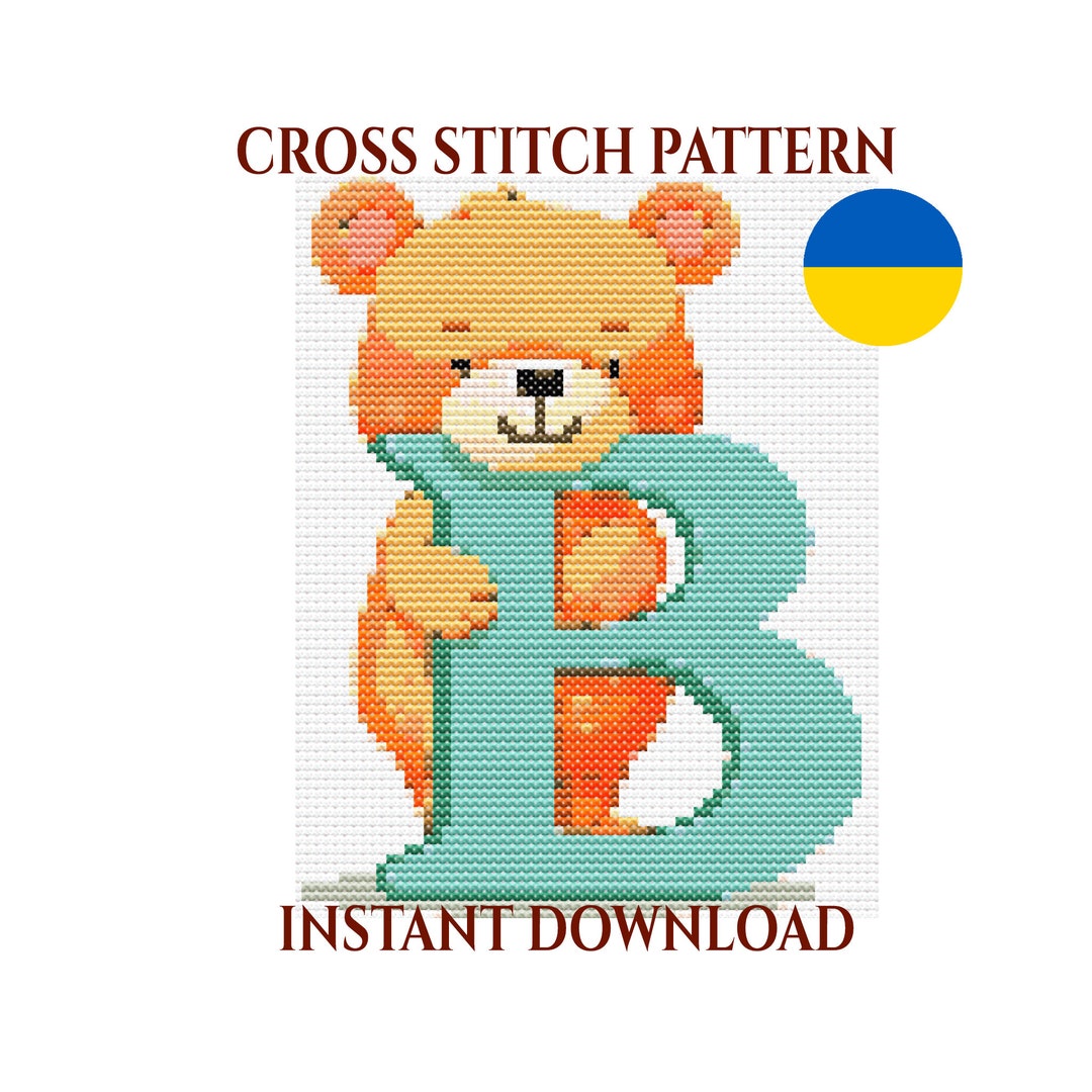 Playful Cross Stitch Pattern for Letter B With Adorable Cartoon Design ...