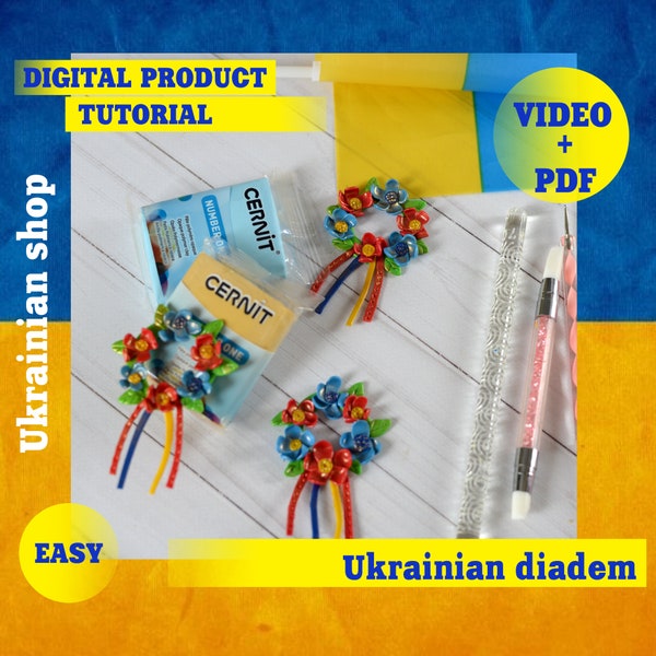 Ukraine digital download Polymer clay tutorial Ukraine traditional national souvenir diadem Ukraine seller shop Ukraine PDF instant download
