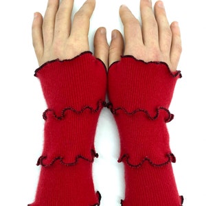 RED CASHMERE Fingerless Gloves, Valentine Day, Hand Warmers,  Mitts,  Fingerless Gloves for Women, Cashmere, Wrist Warmers