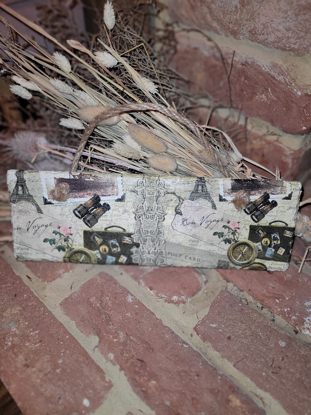 Hanging Slate Sign Decoupage With a Vintage 'bon Etsy