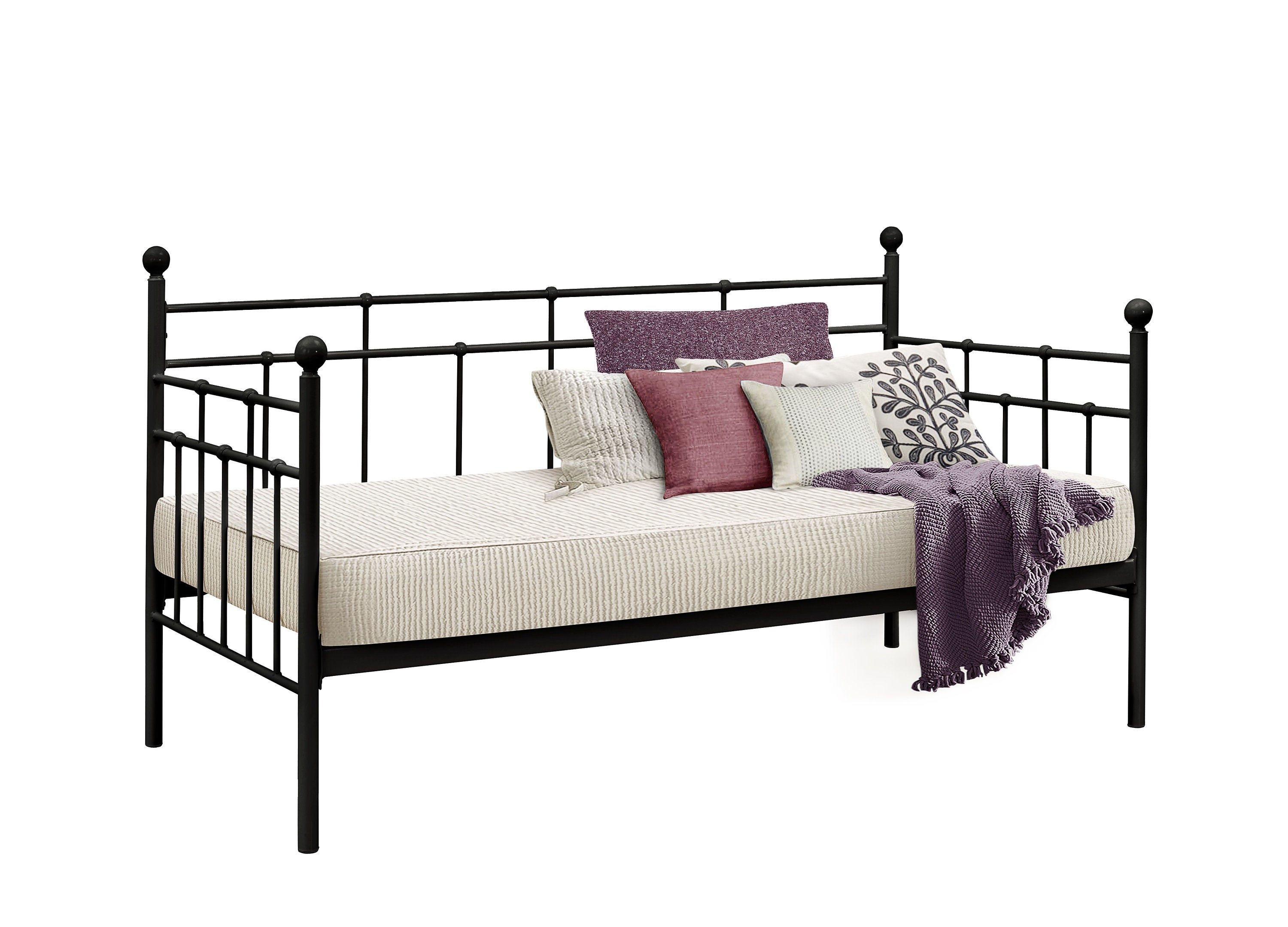 Metal Day Bed 3ft Single In Black Or Cream Traditional Design Etsy