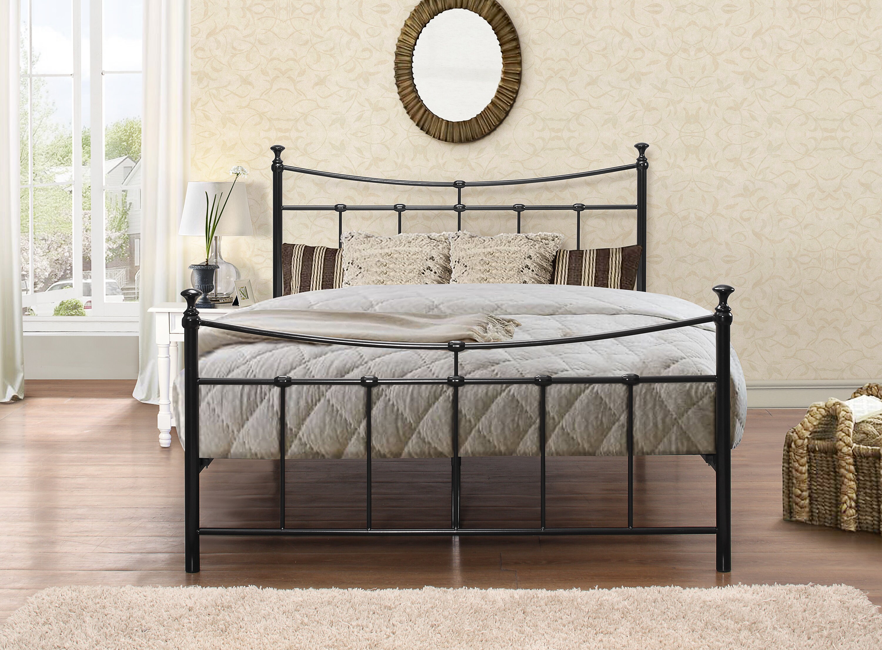 Curved Metal Bed Frame Cream Or Black 3ft Single 4ft Small Etsy