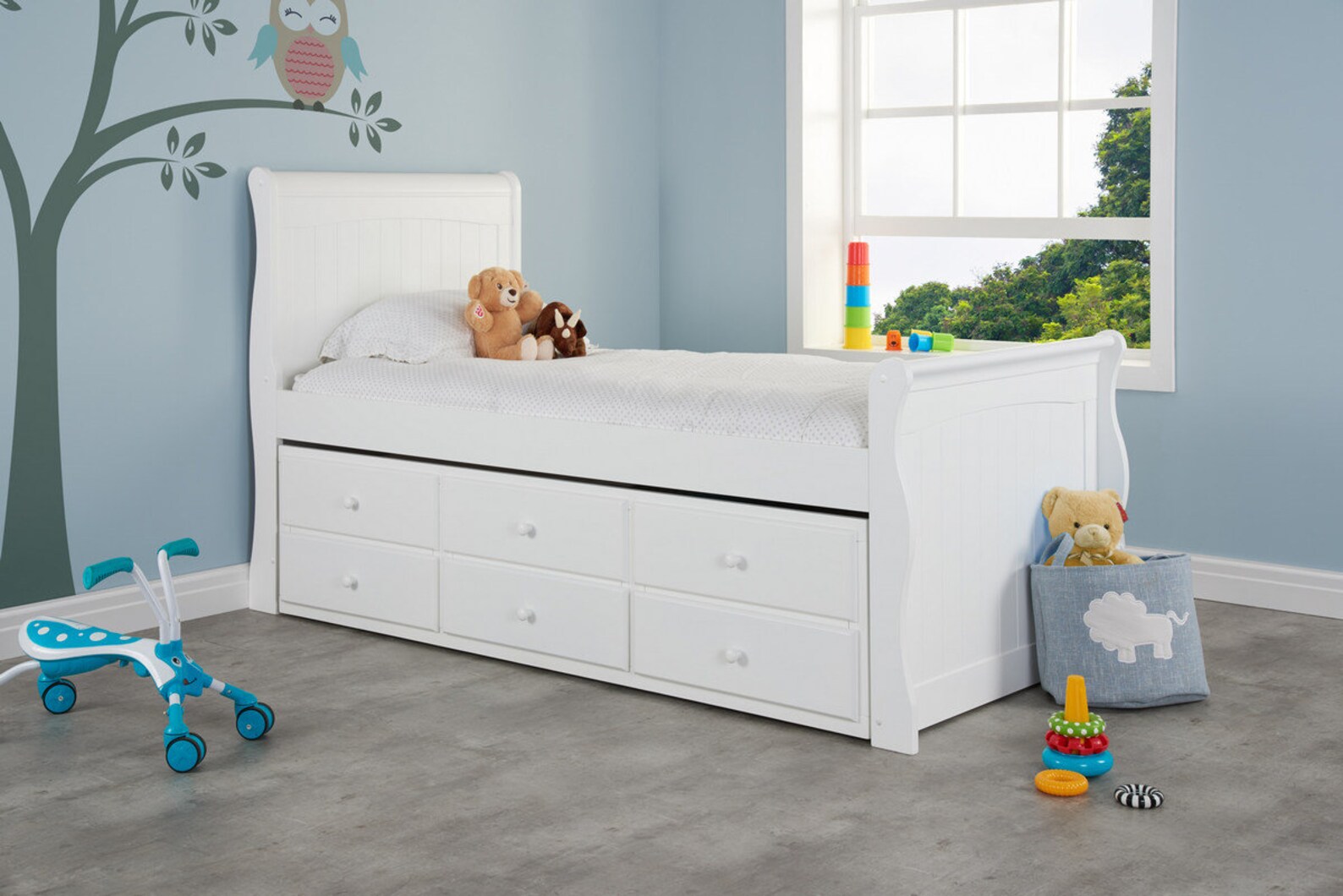 Kids Bed 3ft Single Pull Out Trundle Guest Bed and Storage Etsy