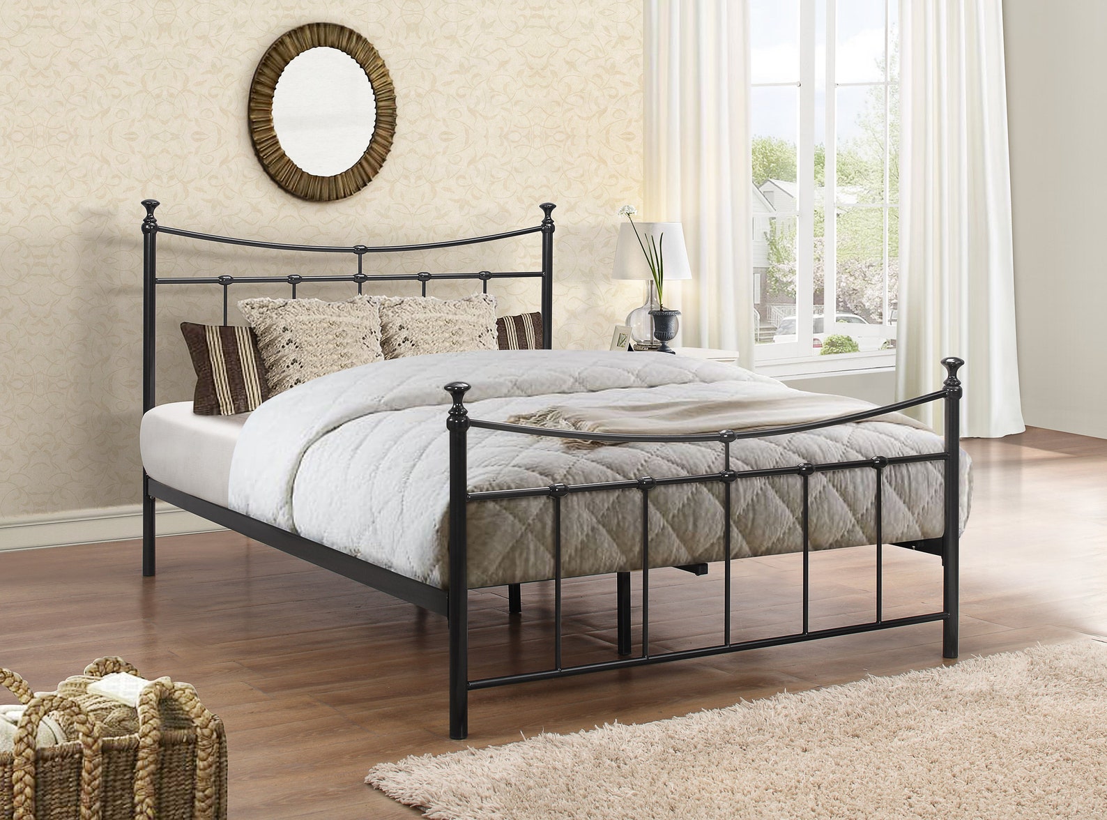 Curved Metal Bed Frame Cream Or Black 3ft Single 4ft Small Etsy