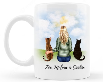 Personalisierte Katzen Tasse mit Namen | Geschenk für Sie | Einzigartiges Geschenk für Katzen-Besitzer