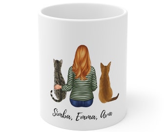 Tasse de chat personnalisée avec nom | Cadeau pour elle | Cadeau unique pour les propriétaires de chats