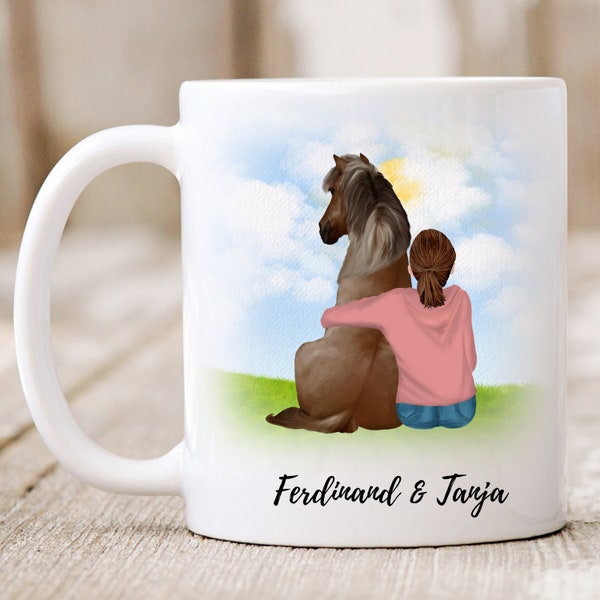 Personalisierte Frauen Pferdetasse - Perfekt als personalisiertes Geschenk für Reiterinnen | Pferdetasse | Tasse mit Pferd