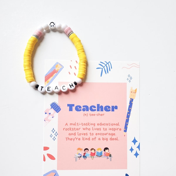 First Day of School Teacher Gift, Teacher Appreciation Day, Teach Bracelet, Teacher Bracelet