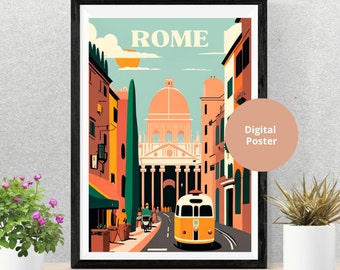 Vintage digital Rome poster