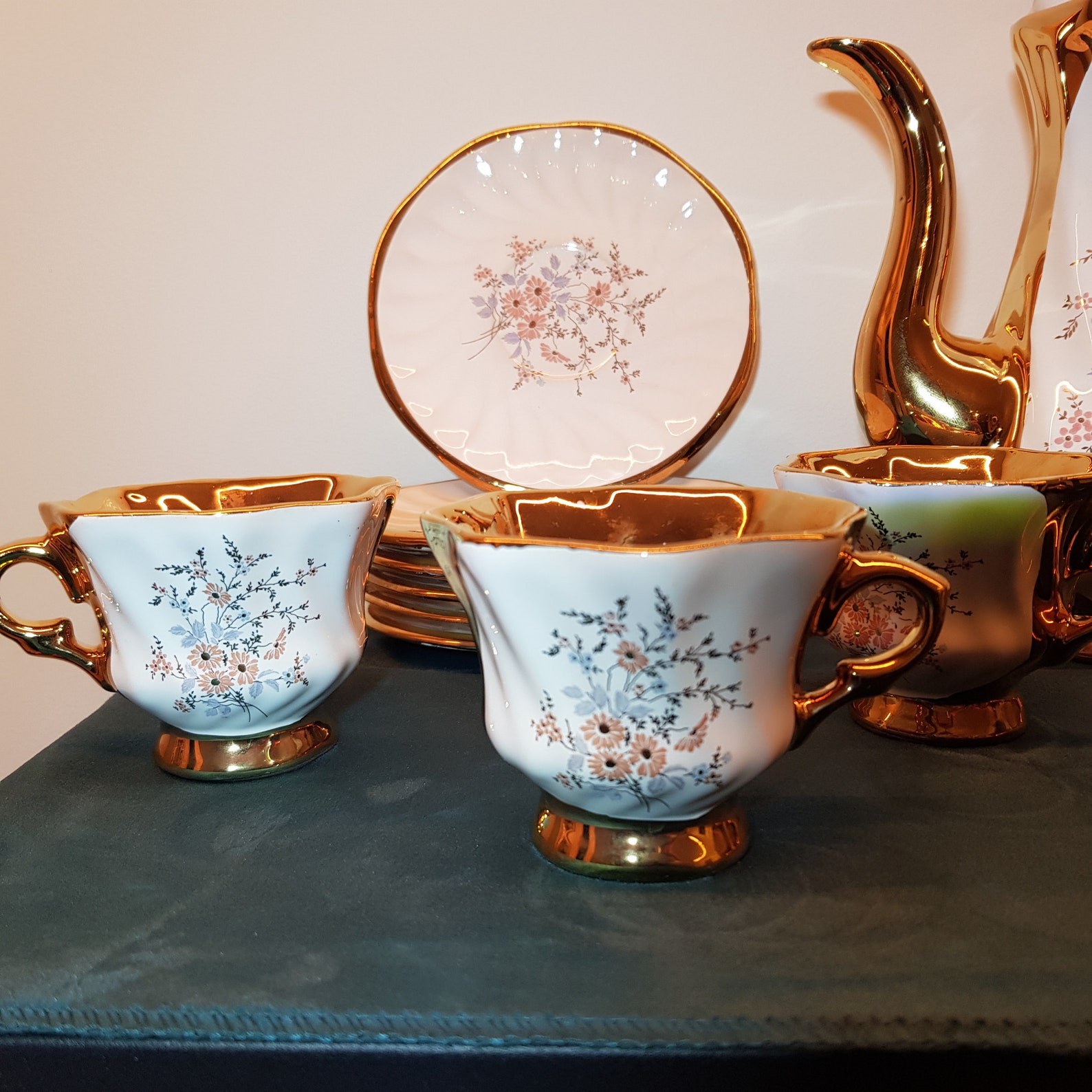 Hakan Porselen Tea Set Made in Turkey Teapot Sugar Creamer Etsy