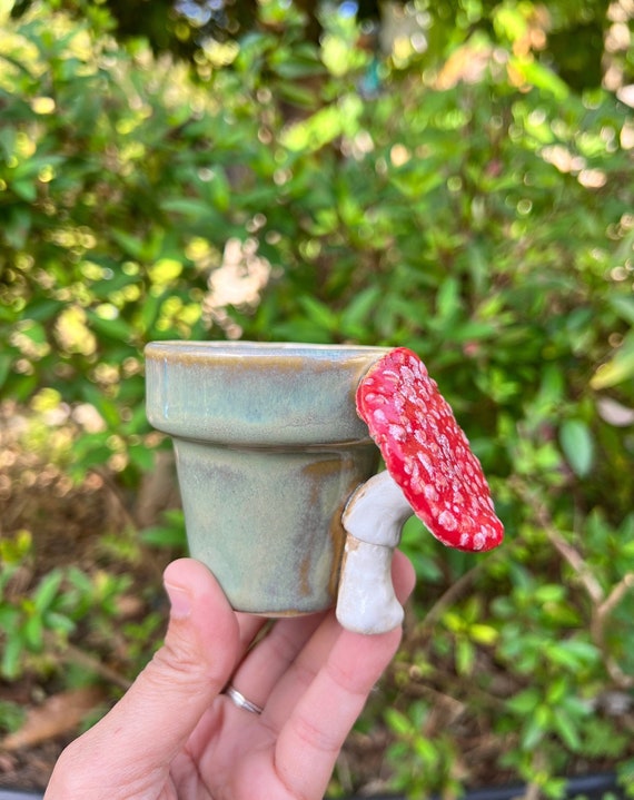 Porcelain Clay 70s Vibe Hand-made Ceramic Mushroom Planter Pot Mushrooms Boho