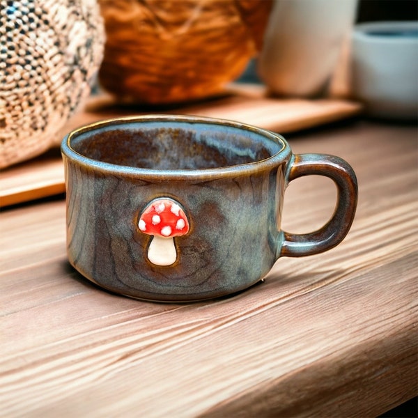 Hand-made Ceramic Mushroom Chili Mug Stew and or Soup Cup - Mushrooms - Tosdstool - Clay - Forest - Boho - Cottage Core - Cottage - Woodland