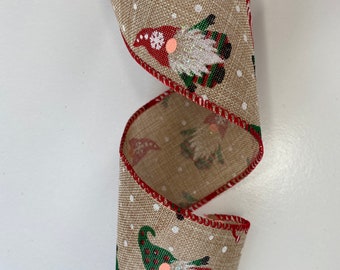 63mm wired ribbon colourful gonks. Christmas ribbon. Gift ribbon.