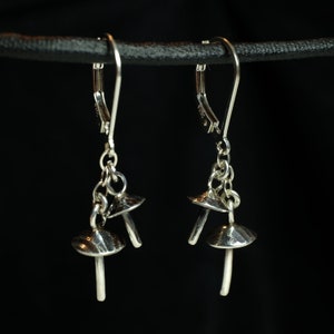 silver mushroom earrings