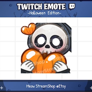 Twitch Emote / Cute Grim Reaper Heart, Love, hug Emotes / Kawaii death angel Halloween emoji / discord